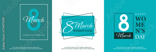  Set posters or banners with Women's day. 8 March. Special offer discount. Background for 8 march. Happy Women's day header or voucher template.