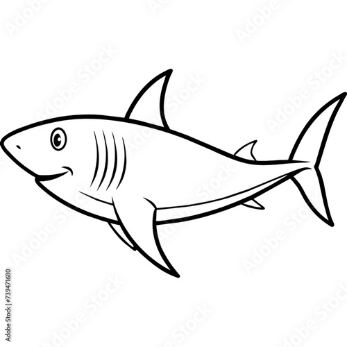 drawing of a cute shark for coloring photo