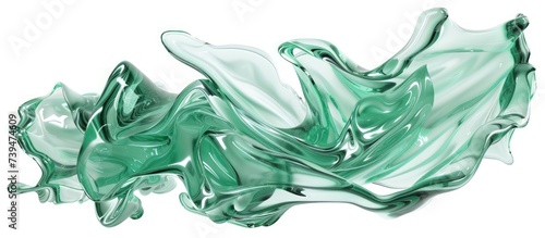 3d texture of splashing liquid green color an abstract background. AI generated image