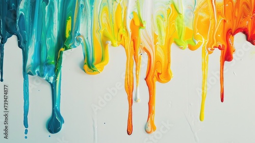 Flowing colorful paint on isolated backgorund Generative AI