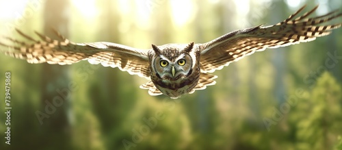 Owls fly to observe prey from above the forest