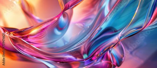 3d rendering of colorful transparent glass dynamic curve texture background. AI generated image