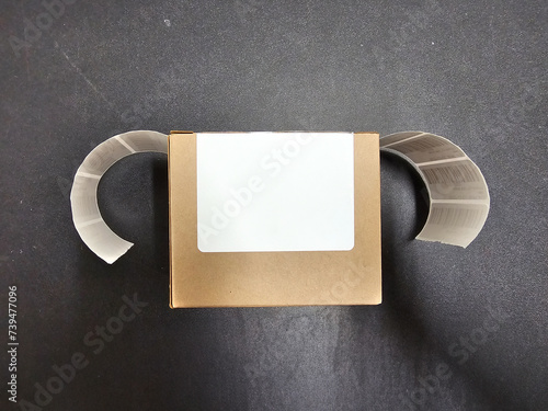 Labeled Shipping Box. Black background
