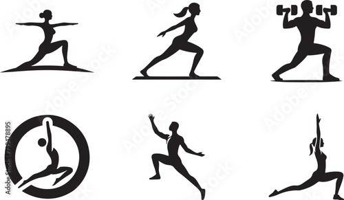 Body Fitness people set silhouettes Vector Illustration
