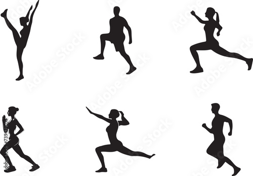 Body Fitness people set silhouettes Vector Illustration © Radha Rani