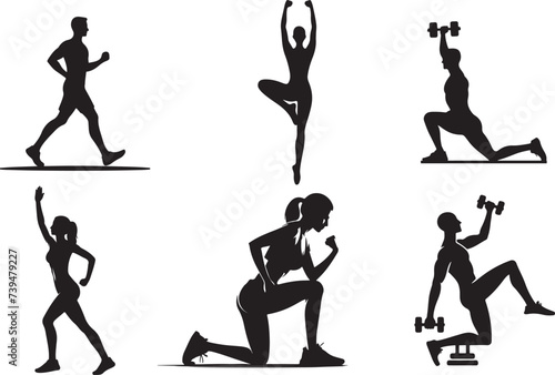 Body Fitness people set silhouettes Vector Illustration