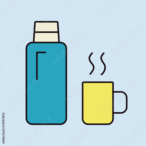 Thermos bottle vector icon. Camping sign
