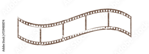 Brown 35mm film strip in 3d vector design with 5 frames on white background. Vintage film reel symbol illustration to use in photography, television, cinema, travel, photo frame.