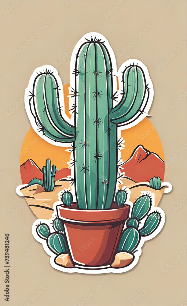 Vector illustration, Beautiful Mexican cactus on a desert background, agave bush, Vector illustration, Beautiful Mexican cactus on a desert background, agave bush,