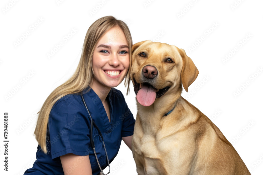 Portrait of beautiful Veterinarian women hugging cute dog with smile and hppiness isolated on background, lovely moment of pet and owner. Portrait of beautiful Veterinarian women hugging cute dog with smile and hppiness isolated on background, lovely moment of pet and owner.