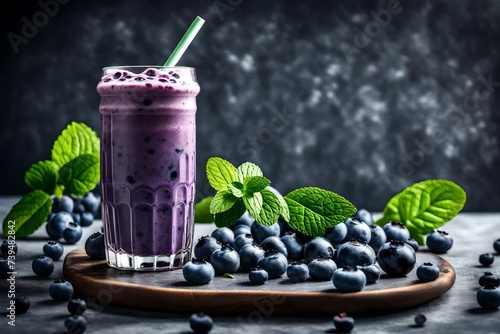 blueberries and mint