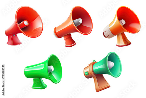 set of megaphone isolated on transparent background