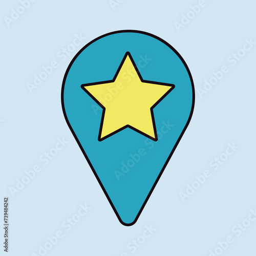Star favorite pin map icon. Map pointer, markers