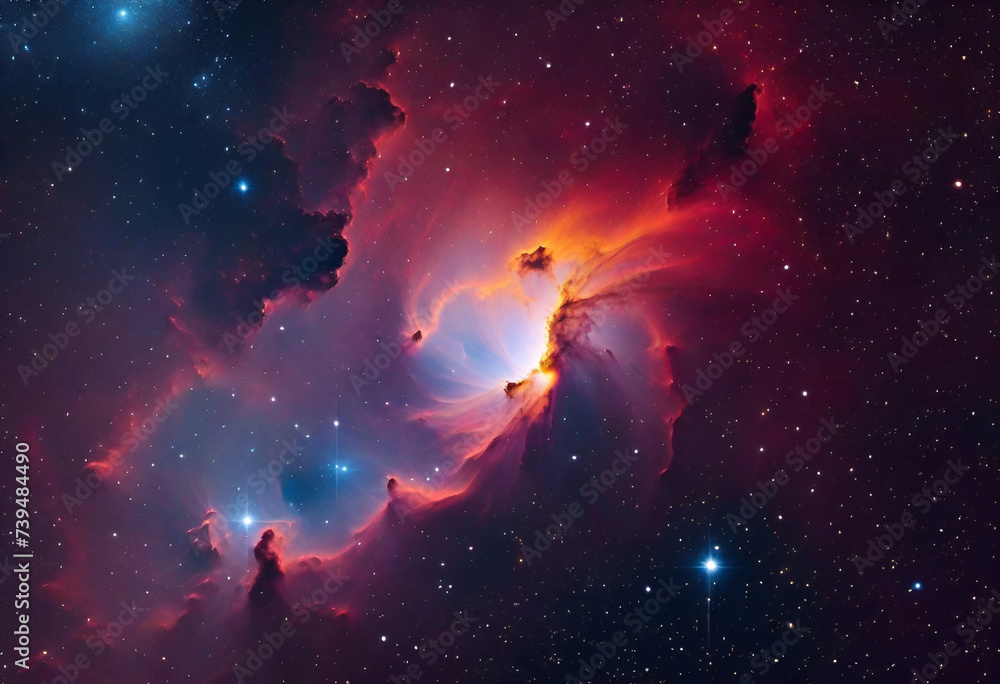 Fototapeta premium nebula from outer space in minimal style, with shiny stars