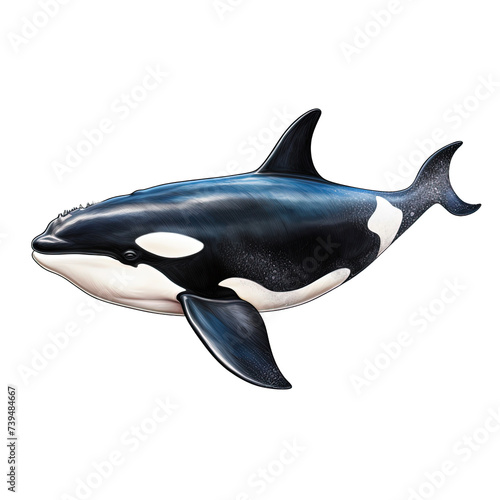 Orca fish isolated on white or transparent background