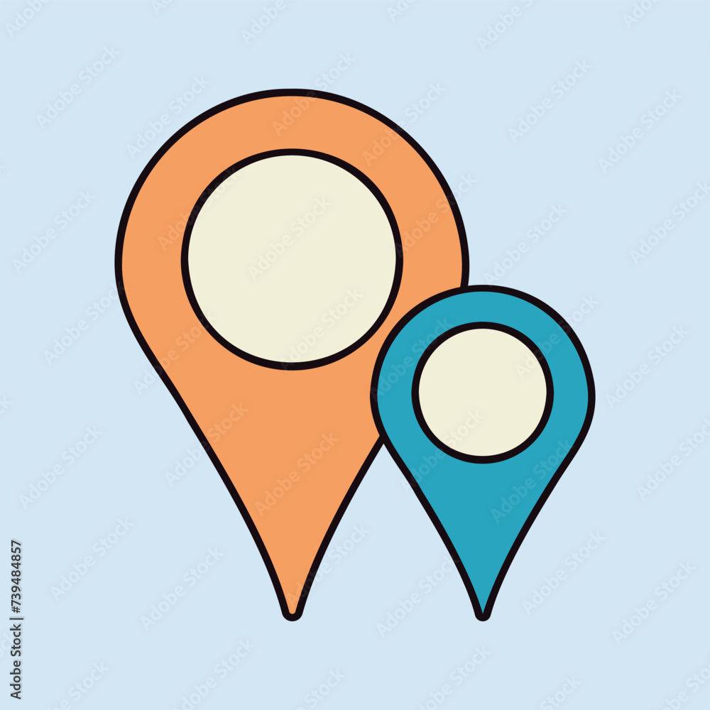 Two pin map icon. Map pointer. Map markers Two pin map icon. Map pointer. Map markers
