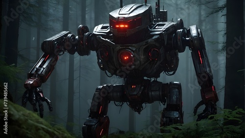 Begegnung mit einem gigantischen Roboter im Wald © pit24