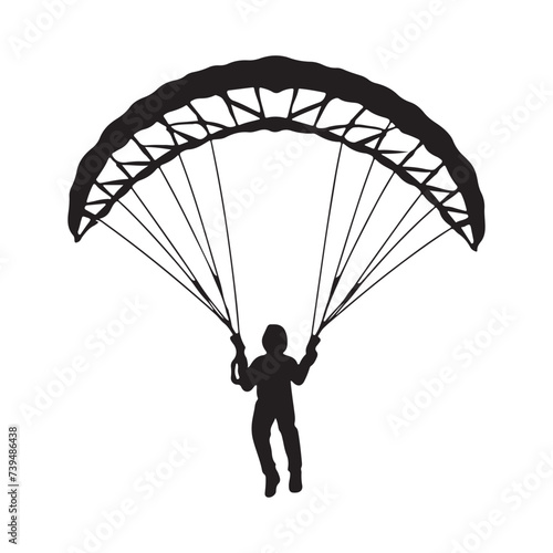 Black silhouette of a Hang Glider in a white background(2)