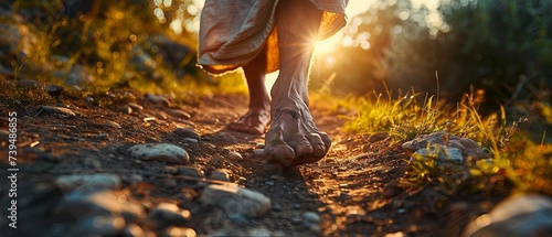 Close-Up of Jesus Walking on the Road

 photo