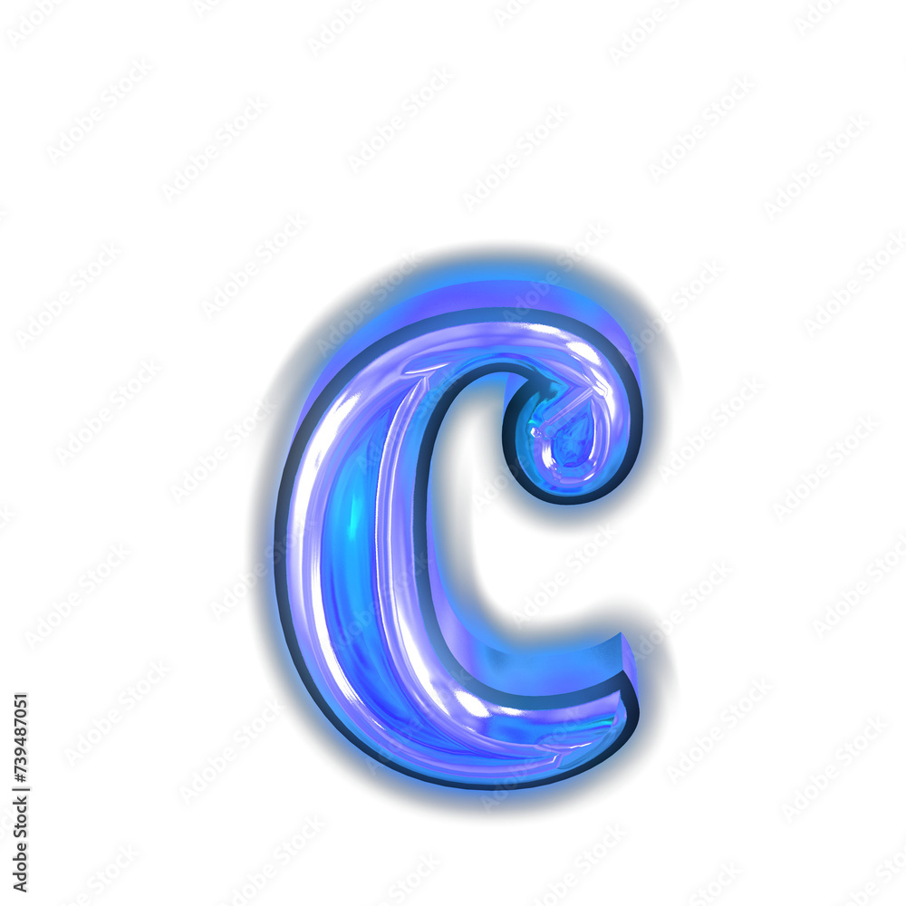 Glowing blue symbol. letter c Glowing blue symbol. letter c