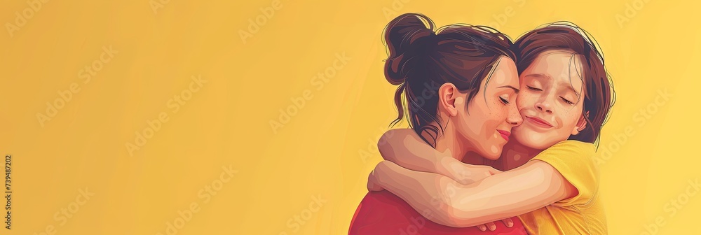 Obraz premium Joyful Mother-Daughter Embrace