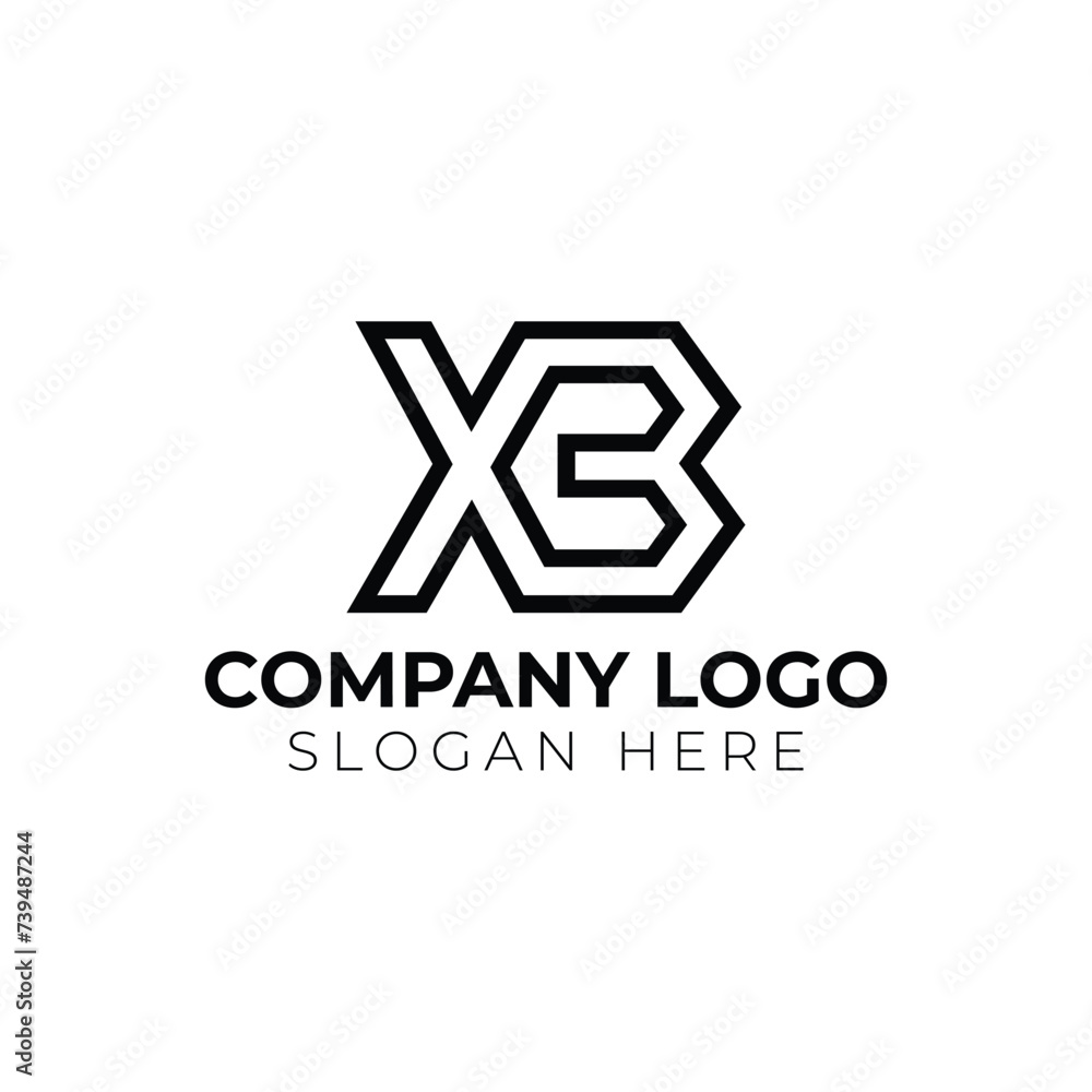 XB letters negative space logo design creative typography monogram vector XB letters negative space logo design creative typography monogram vector