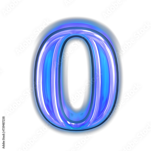 Glowing blue symbol. number 0