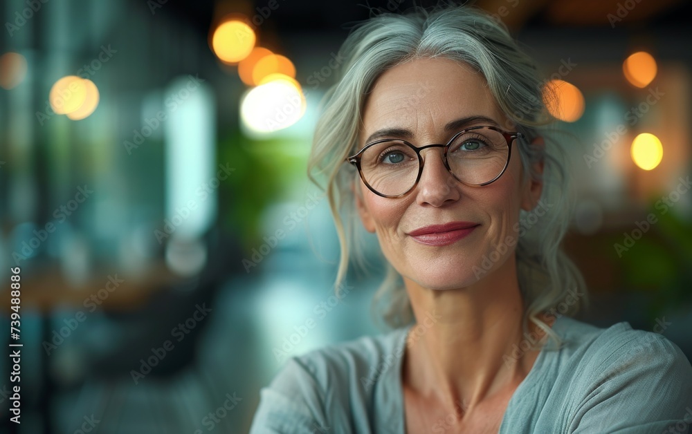 An older woman, wearing glasses, is smiling directly at the camera. Her expression is warm and friendly as she radiates joy and positivity. An older woman, wearing glasses, is smiling directly at the camera. Her expression is warm and friendly as she radiates joy and positivity.