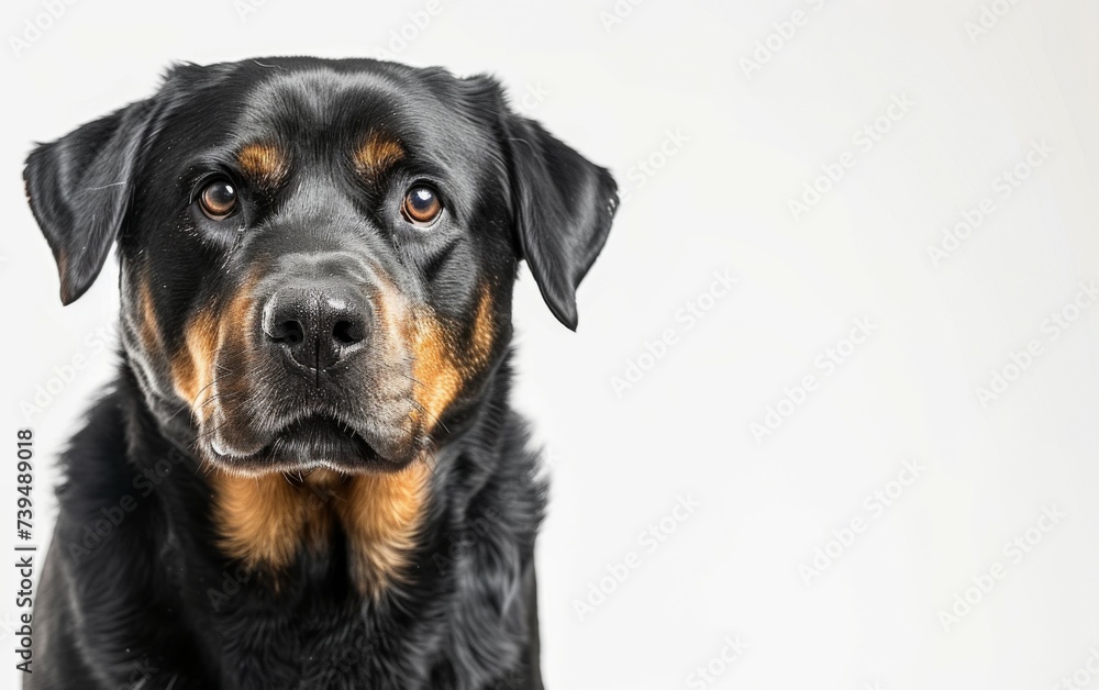 of a dog making eye contact with the camera, showcasing its expressive face and attentive gaze.