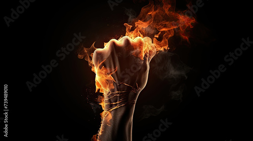 Human Man Fire Fist. isolated on black background ©  Mohammad Xte