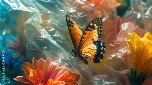 butterfly in a plastic bag. photo