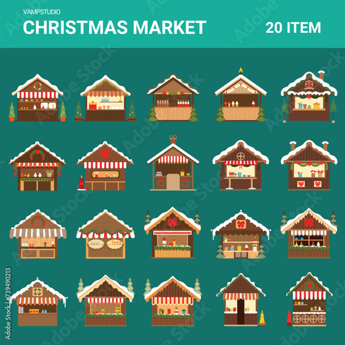 christmas market vector element set collections