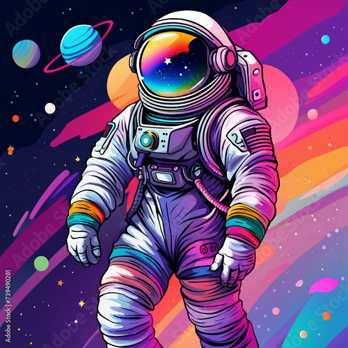 colorful astronaut illustration background