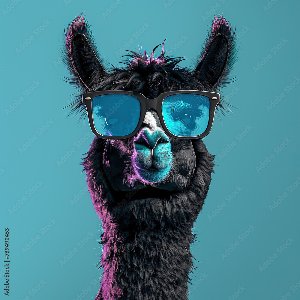 Llama wearing sunglasses at a party