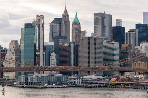 Panoramic view of Lower Manhattan seen from Manhattan bridge