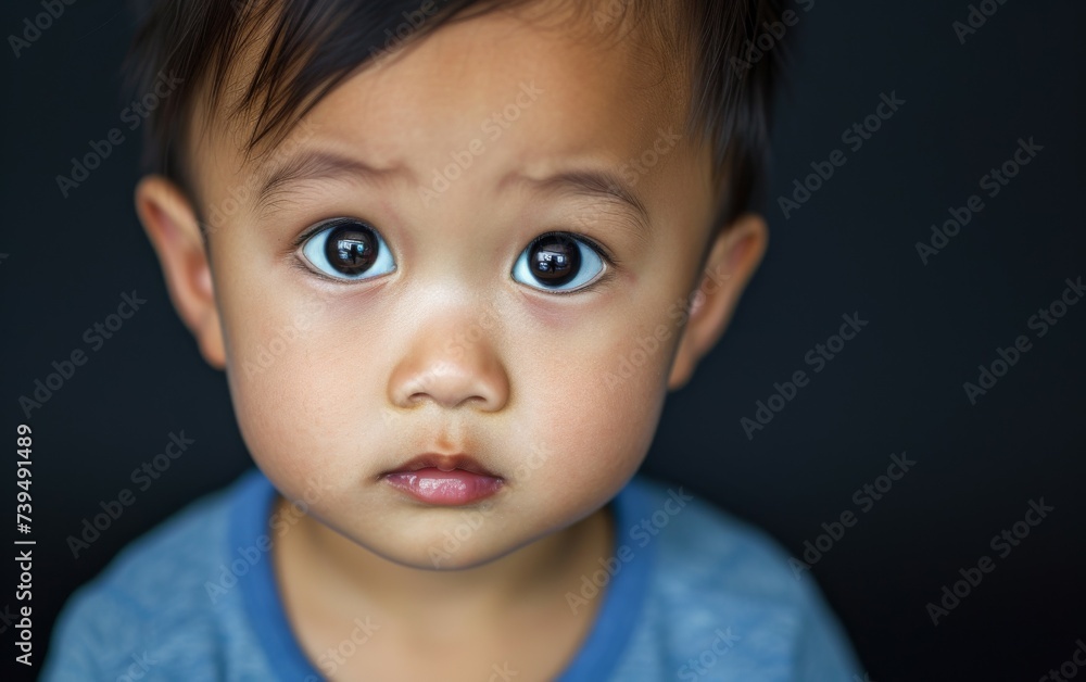 of a young child with striking blue eyes, showcasing the beauty and innocence of youth. The childs features are highlighted, drawing attention to their captivating blue eyes. of a young child with striking blue eyes, showcasing the beauty and innocence of youth. The childs features are highlighted, drawing attention to their captivating blue eyes.