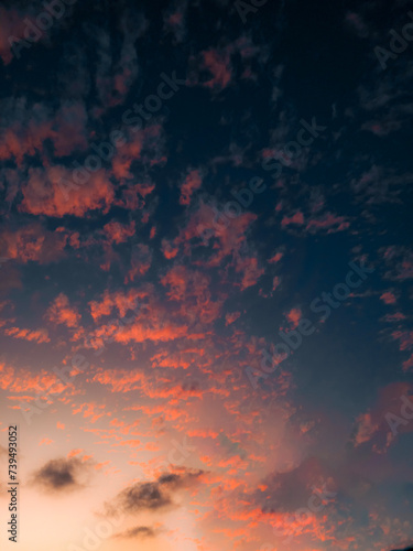 Sky with red clouds at sunset, photo at Praia da Pipa - Rio Grande do Norte, Brazil