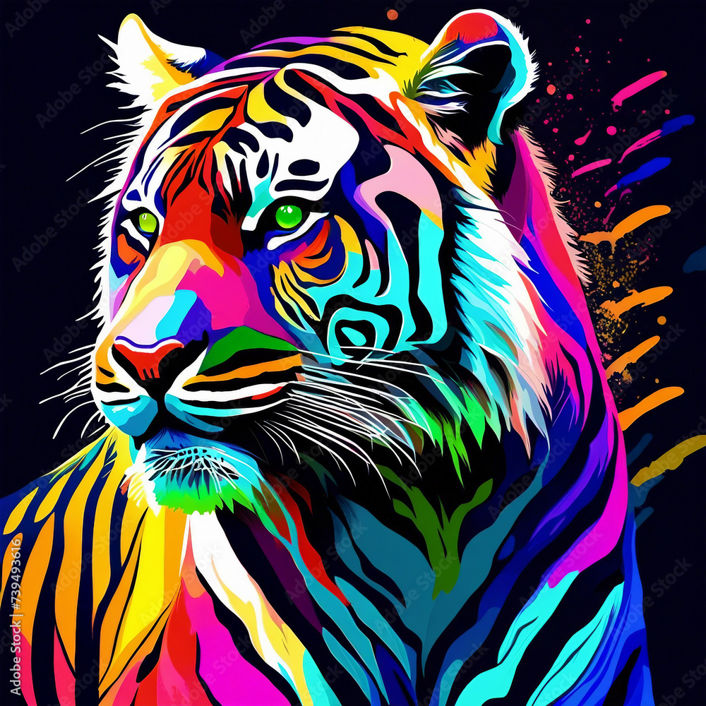 colorful tiger illustration background