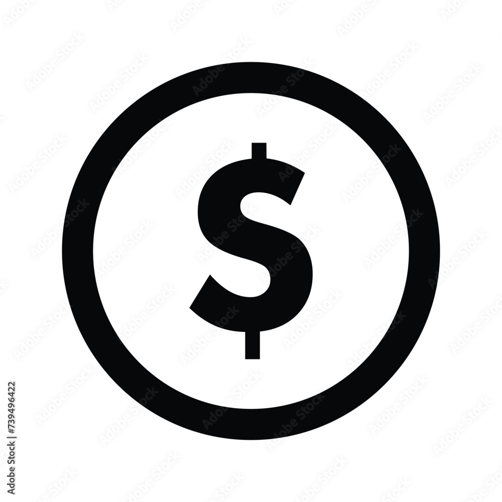 Line Coin with dollar sign simple icon on white background. Vector illustration. EPS 10 Line Coin with dollar sign simple icon on white background. Vector illustration. EPS 10