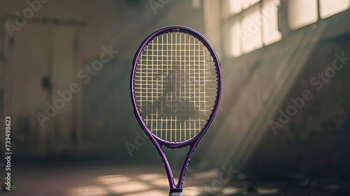 A purple tennis racket, blurred background cinematic lighting © Zahid