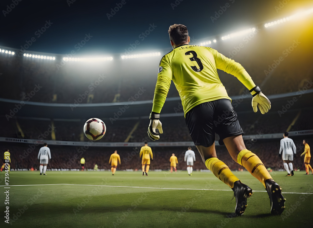Obraz premium football player kicking ball