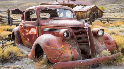 an abandoned car in Bodie Ghost Town, capturing the eerie yet intriguing essence of a forgotten era photo