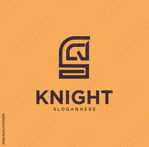 Chess Knight Horse Linear Logo Strategy line icon design