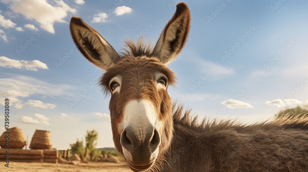 Donkey in front of a white background Donkey in front of a white background