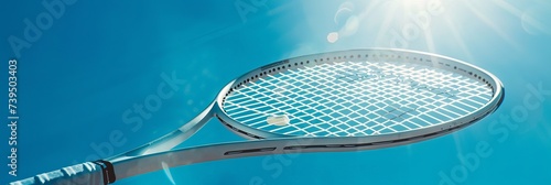 White tennis racket with a blue sky background © Zahid