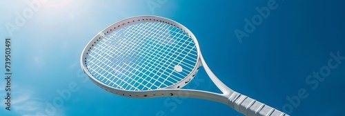 White tennis racket with a blue sky background © Zahid