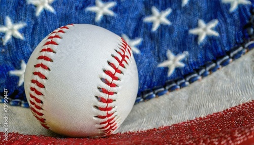 Bola de Beisebol e atrás uma bandeira dos estados unidos photo