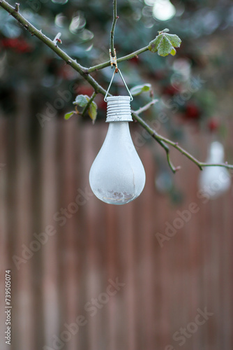 Solar lights in the garden chilled under the winter temperatures