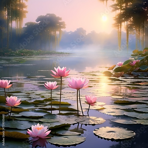 water lily in the lake flower wallpaper © LuminarLinking