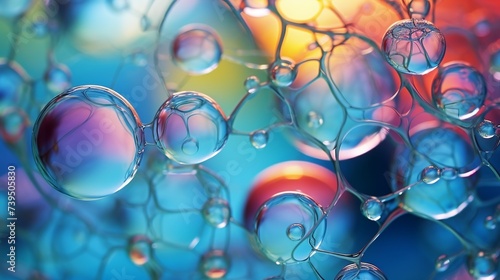 Macro close up of soap bubbles look like scientific image of cell and cell membrane